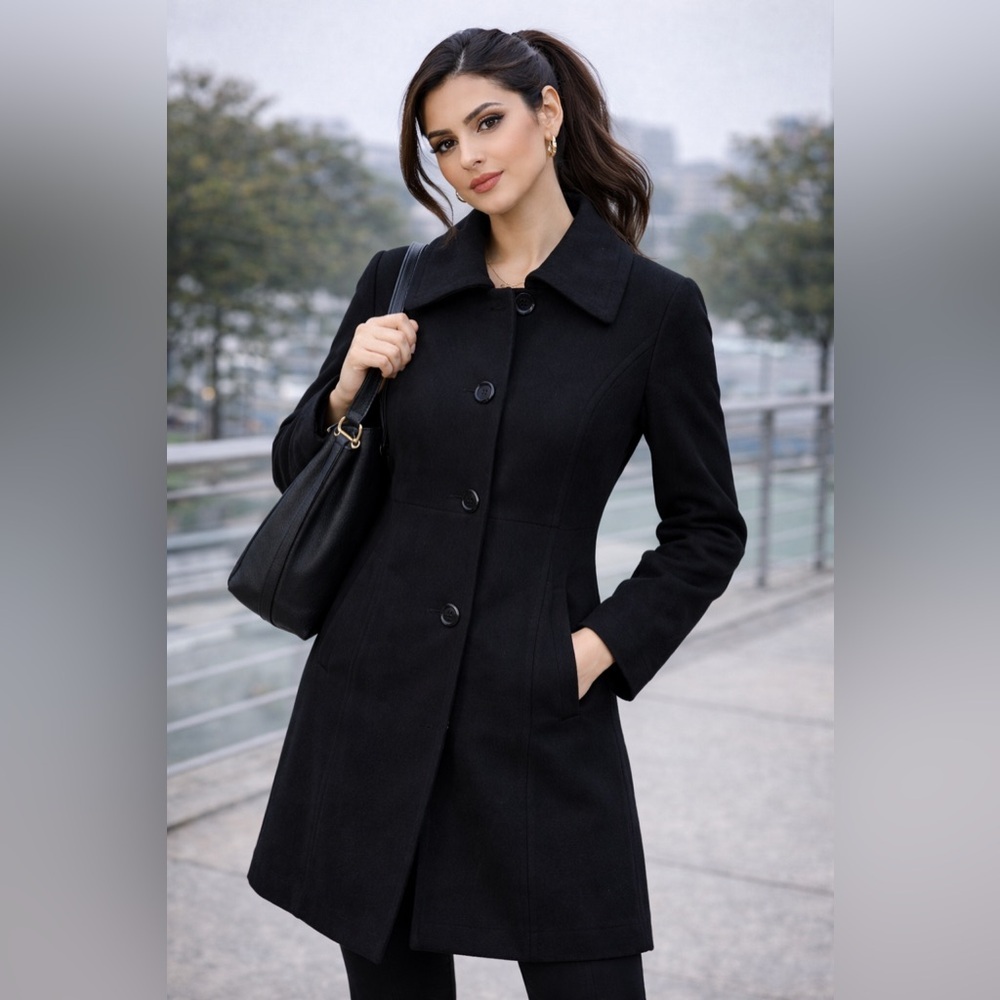 Elegant Black Women's Trench Coat - Picture 3 of 12